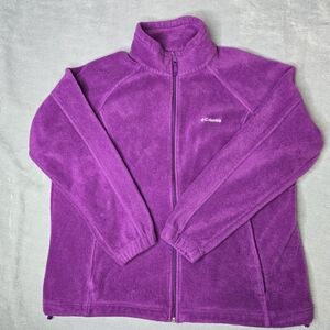 Columbia Benton Springs Fleece Jacket Womens 2X Purple Full Zip Pockets Outdoor